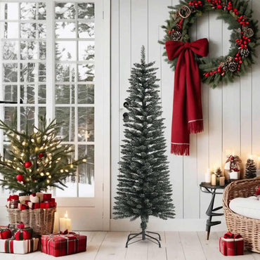 vidaXL Sapin de Noël artificiel avec support Slim Vert 150 cm PVC
