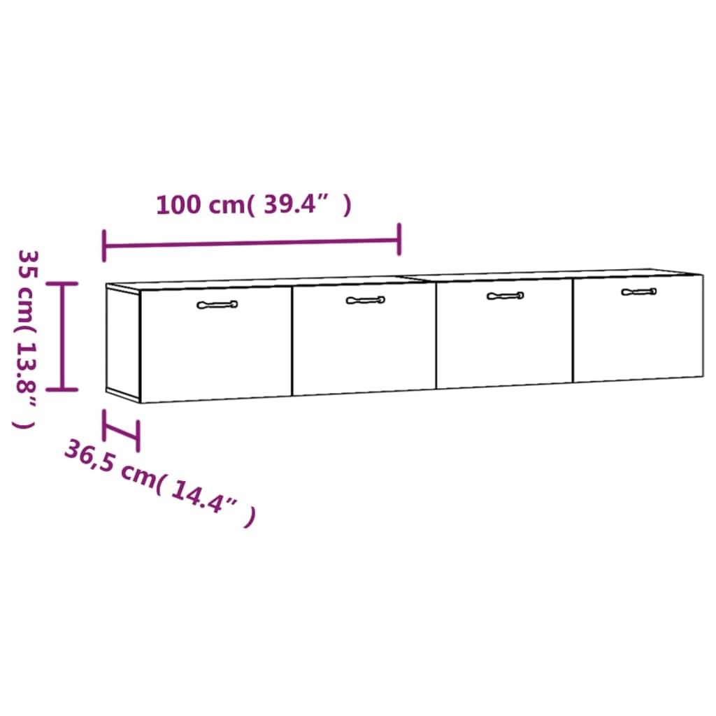 vidaXL Armoires murales 2 pcs Chêne Sonoma 100x36,5x35 cm Bois d'ingénierie