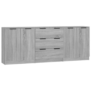 vidaXL Buffet 3 pièces Gris aspect chêne Sonoma Bois d'ingénierie