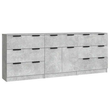 vidaXL Ensemble de 3 buffets gris béton en bois d'ingénierie