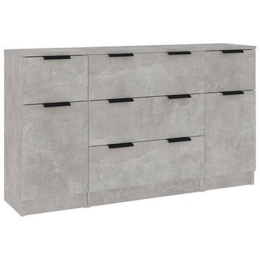vidaXL 3-tlg. Sideboard-Set Betongrau Holzwerkstoff