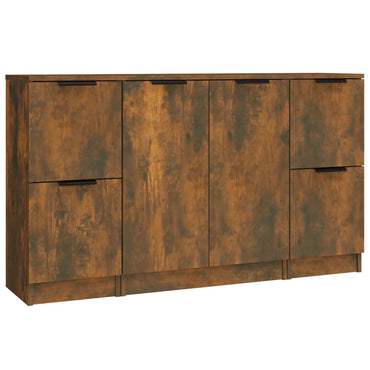vidaXL Bahuts 3 pcs Chêne fumé en bois d'ingénierie