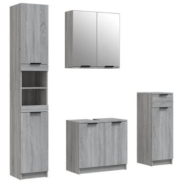 vidaXL 4-tlg. Badmöbel-Set Grau Sonoma Holzwerkstoff