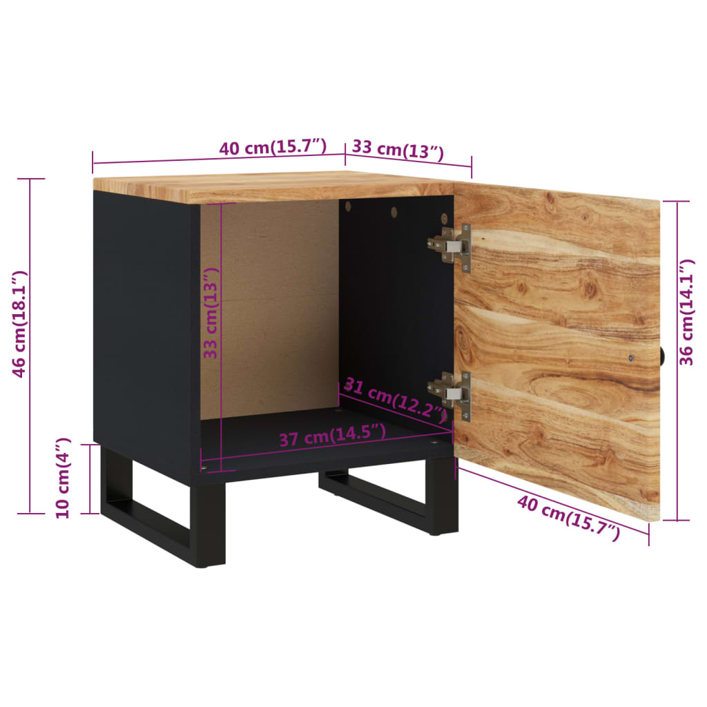 vidaXL Nachttische 2 Stk. 40x33x46 cm Massivholz Akazie