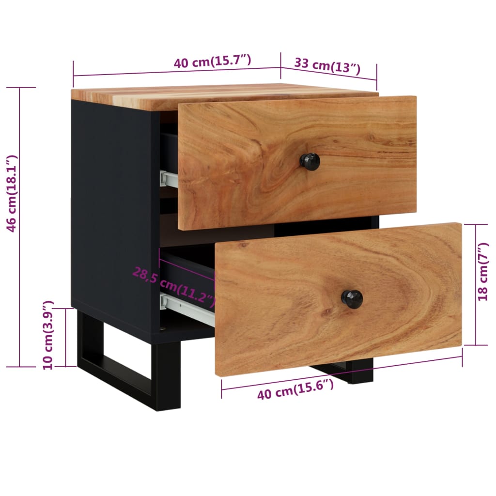 vidaXL Nachttisch 40x33x46 cm Massivholz Akazie