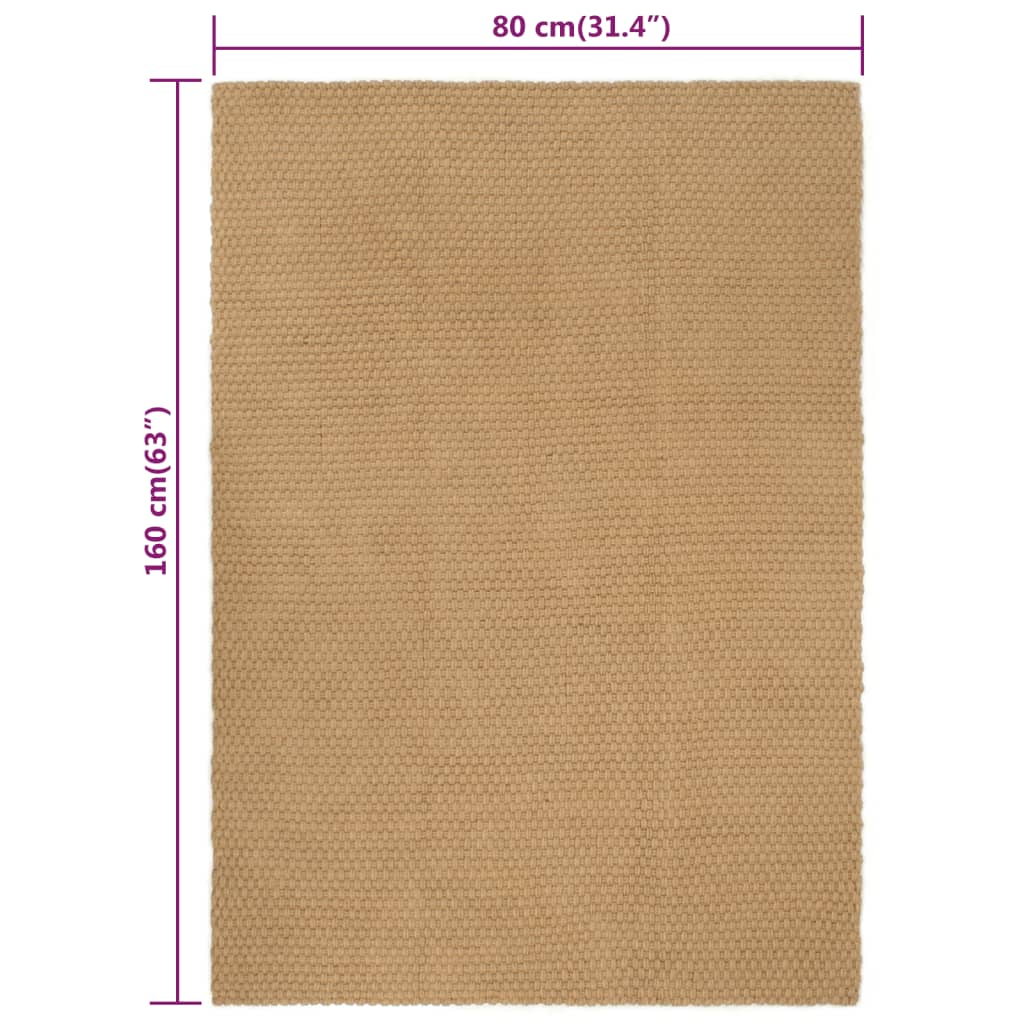vidaXL Tapis rectangulaire Naturel 80x160 cm Jute