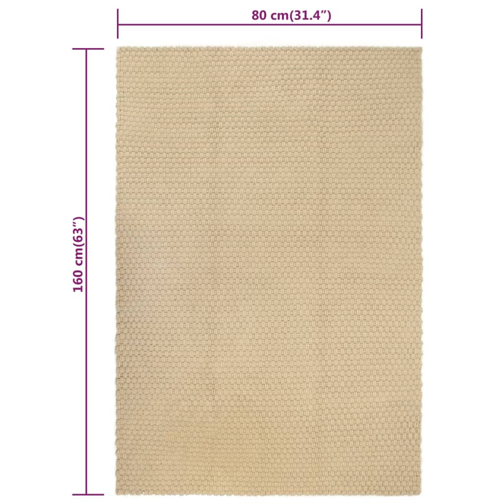vidaXL Tapis rectangulaire Naturel 80x160 cm Coton