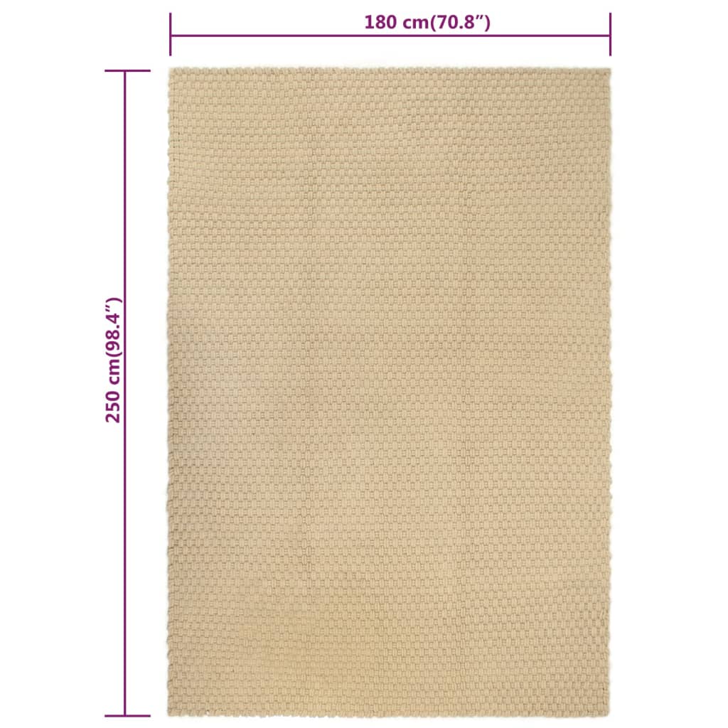 vidaXL Teppich Rechteckig Natur 180x250 cm Baumwolle