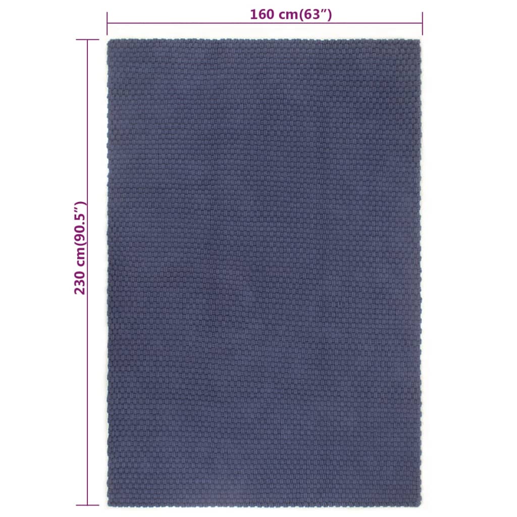 vidaXL Teppich Rechteckig Marineblau 160x230 cm Baumwolle