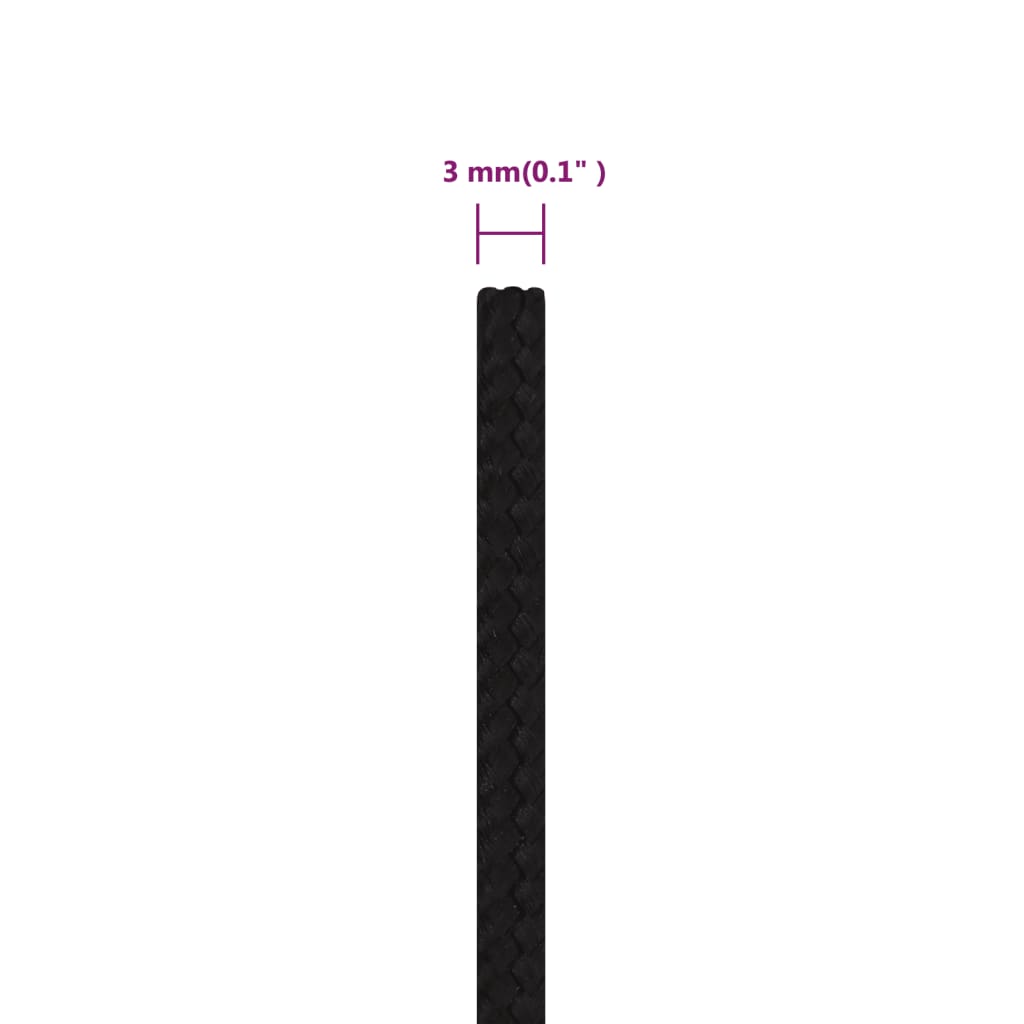 vidaXL Arbeitsseil Schwarz 3 mm 100 m Polyester