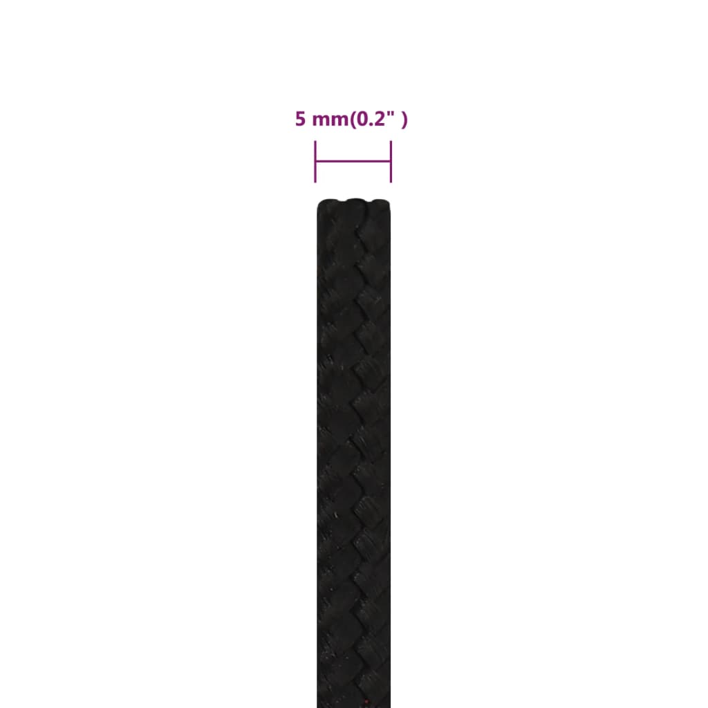 vidaXL Arbeitsseil Schwarz 5 mm 25 m Polyester