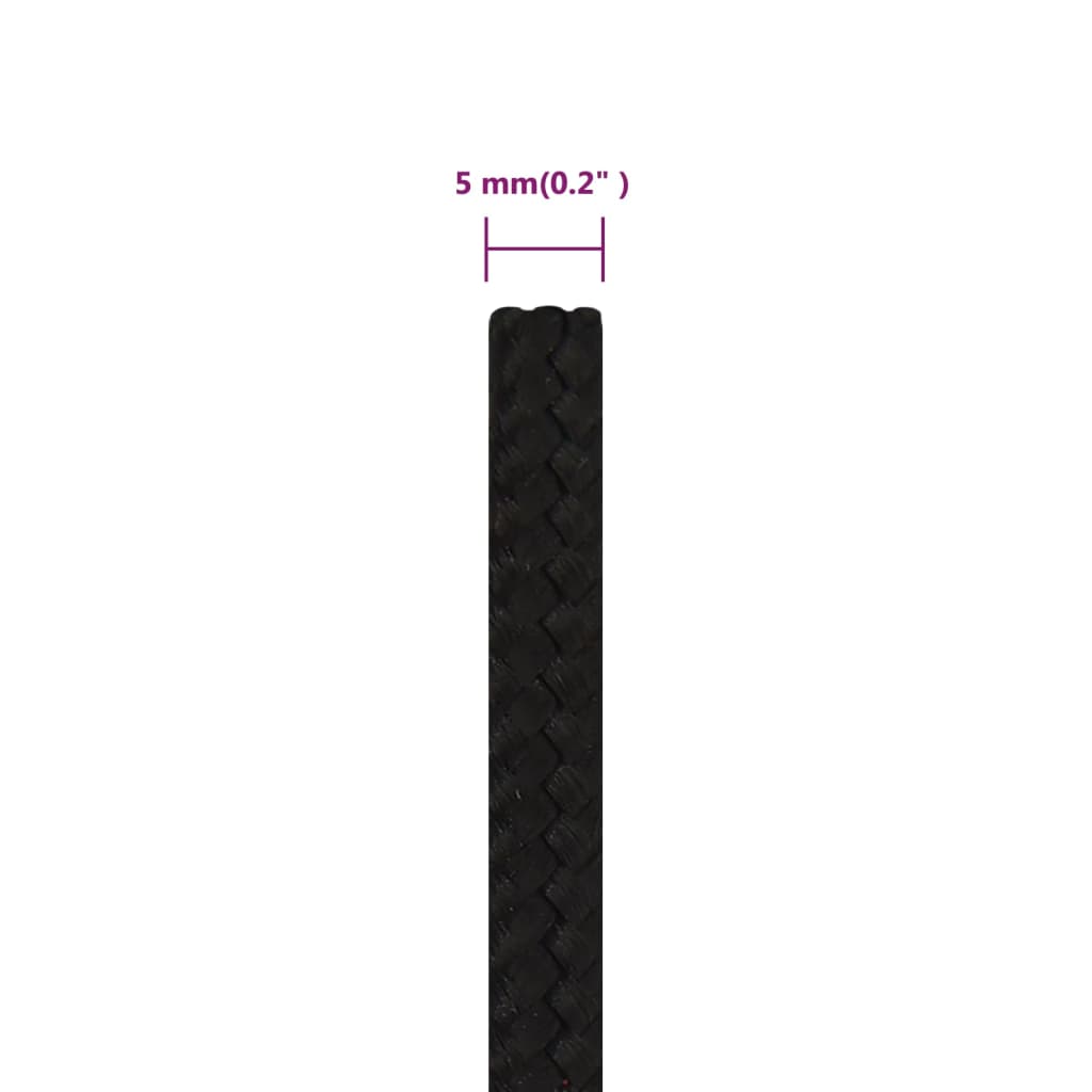 vidaXL Arbeitsseil Schwarz 5 mm 50 m Polyester