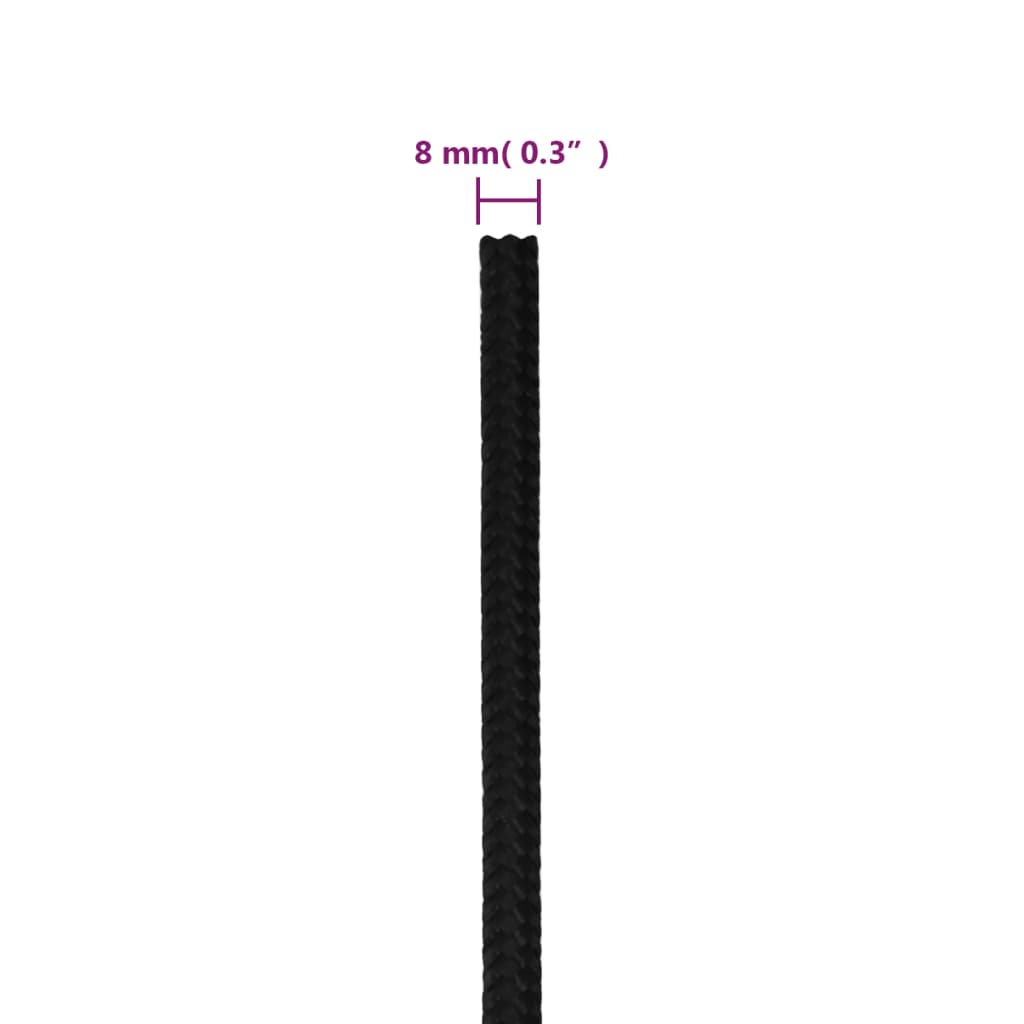 vidaXL Arbeitsseil Schwarz 8 mm 50 m Polyester