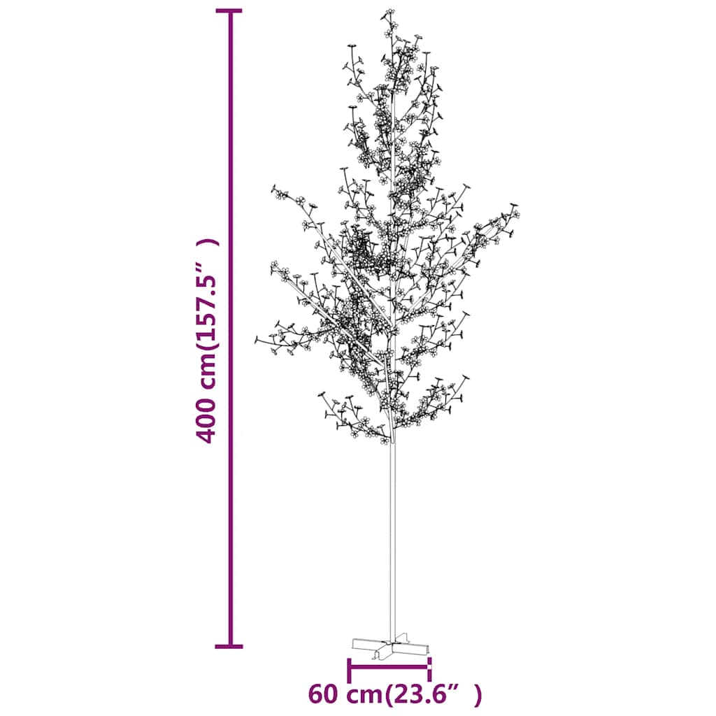 vidaXL LED-Baum mit Kirschblüten Warmweiß 672 LEDs 400 cm