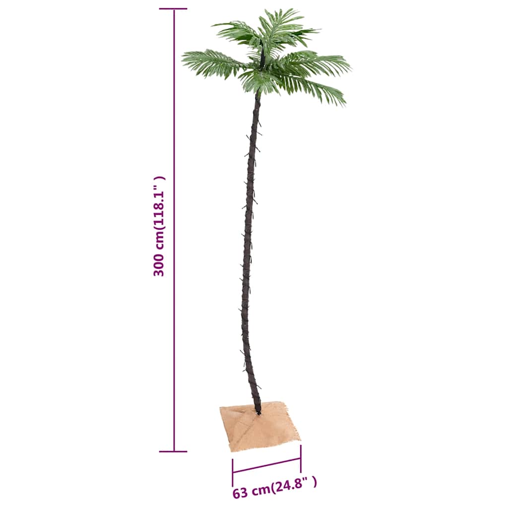 vidaXL Künstliche Palme mit 192 LEDs Warmweiß 300 cm