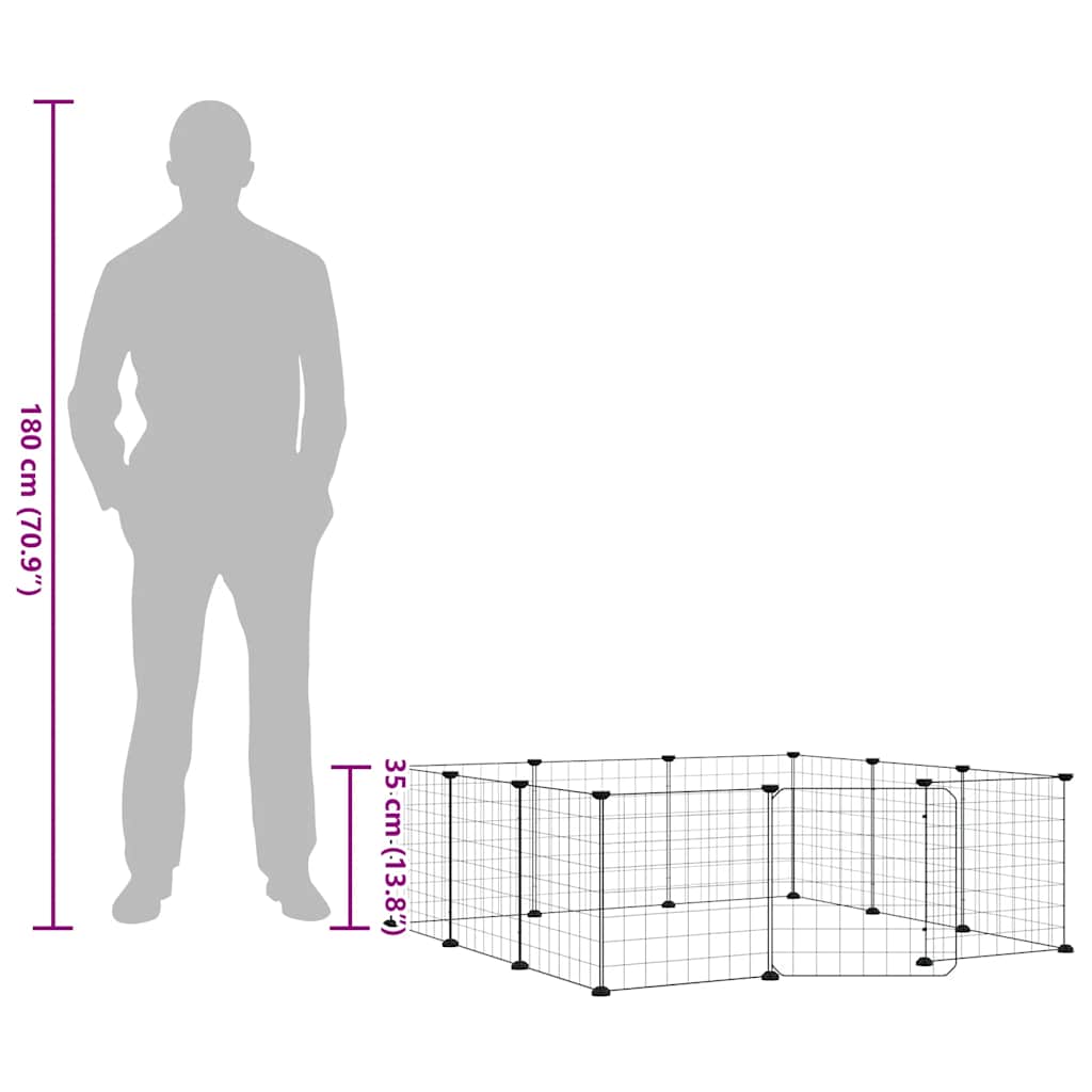 12-Panel-Haustierkäfig mit Tür Schwarz 35x35 cm Stahl