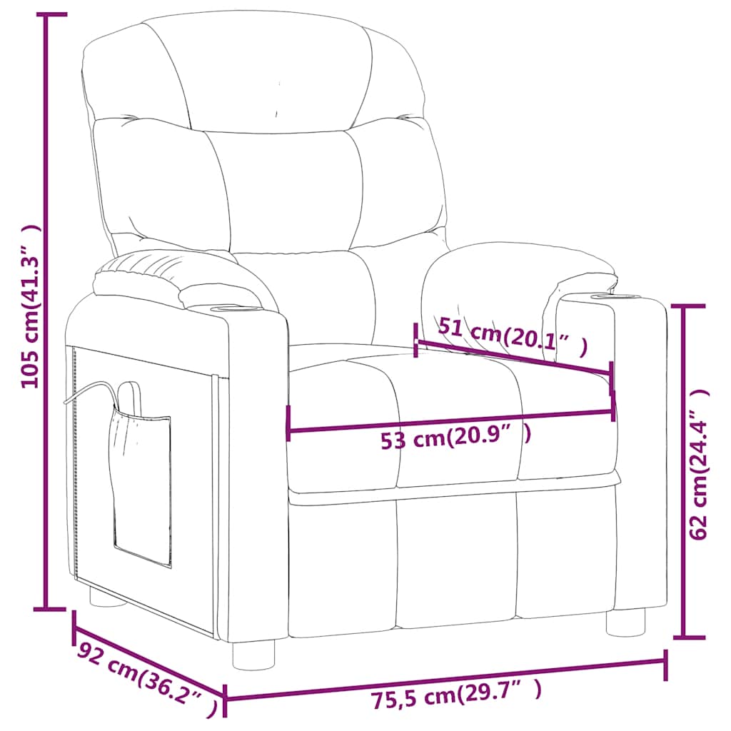 Massagesessel Taupe Stoff