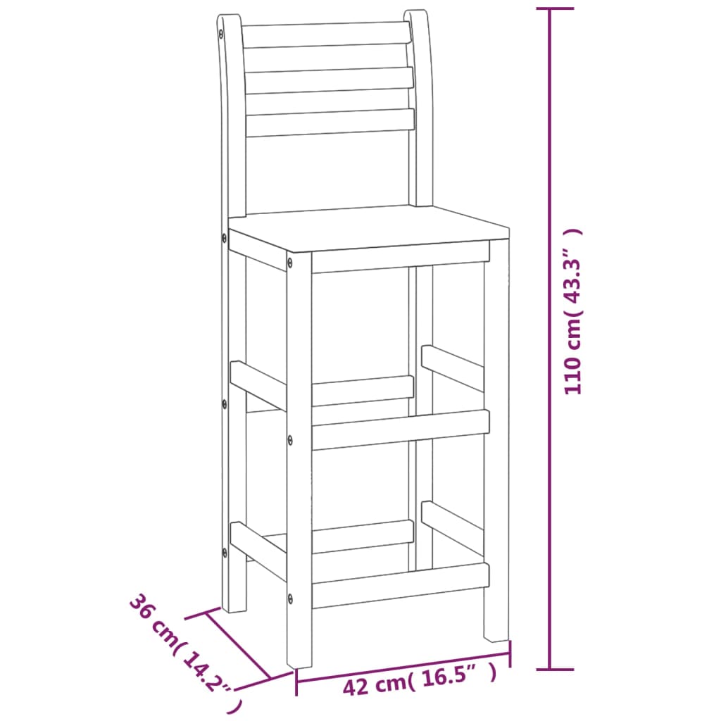 vidaXL Tabourets de bar 8 pcs Bois d'acacia massif