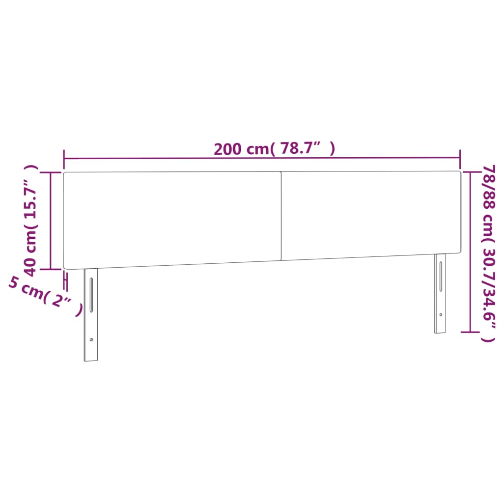 vidaXL Kopfteile 2 Stk. Dunkelgrau 100x5x78/88 cm Samt