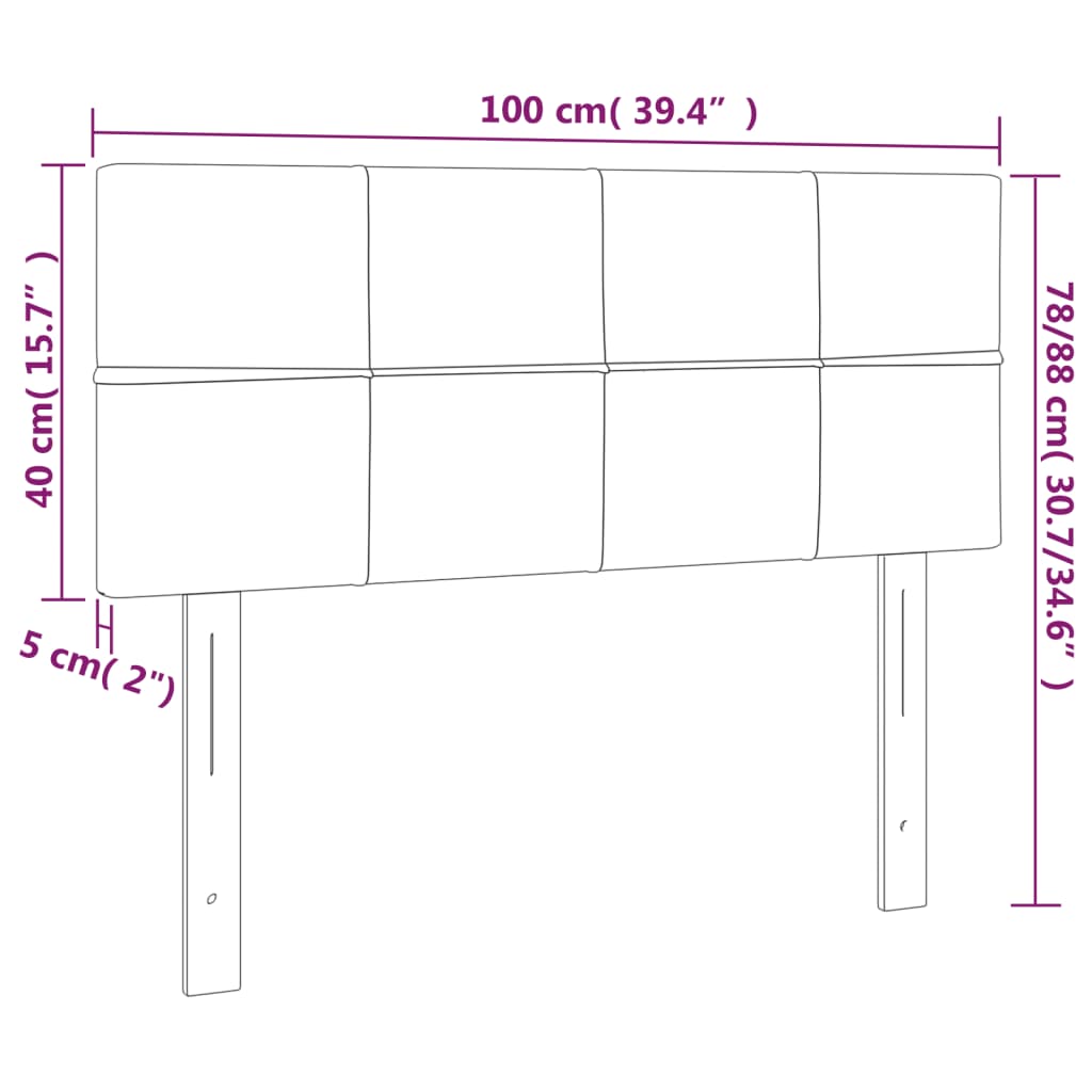 vidaXL Kopfteil Dunkelgrau 100x5x78/88 cm Samt