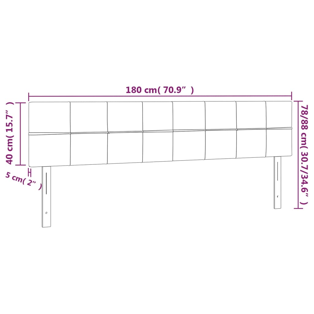vidaXL Kopfteile 2 Stk. Hellgrau 90x5x78/88 cm Samt