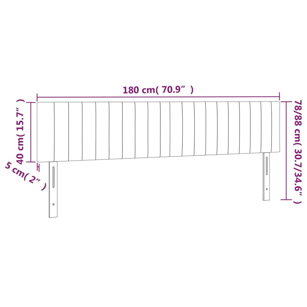 vidaXL Kopfteile 2 Stk. Hellgrau 90x5x78/88 cm Samt