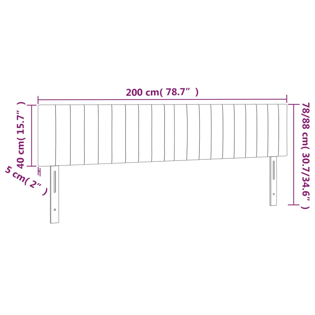 vidaXL Kopfteile 2 Stk. Dunkelgrau 100x5x78/88 cm Samt