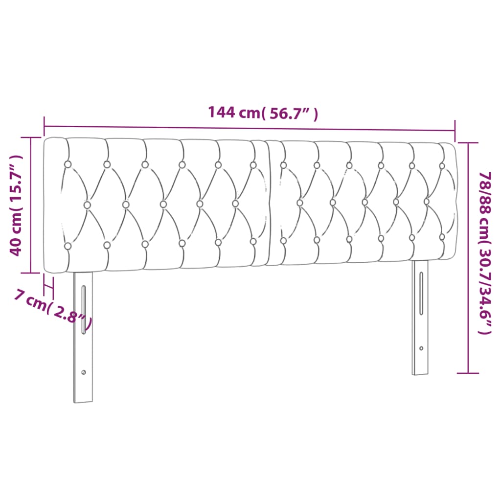 vidaXL Kopfteile 2 Stk. Dunkelbraun 72x7x78/88 cm Stoff