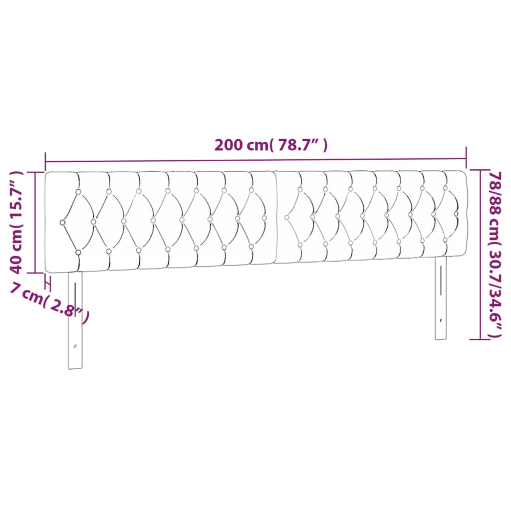 vidaXL Kopfteile 2 Stk. Hellgrau 100x7x78/88 cm Samt
