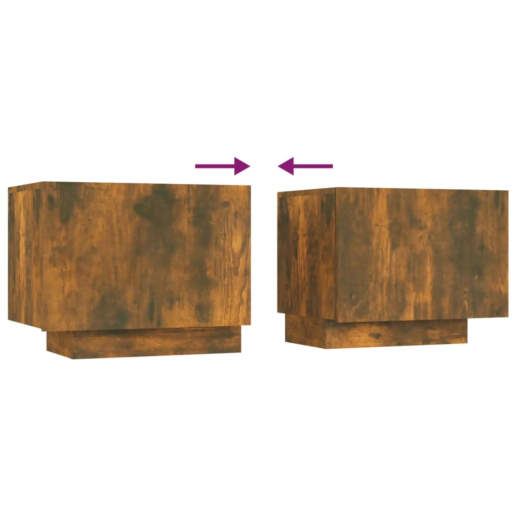 vidaXL Meuble TV 3 pcs avec lumières LED Chêne fumé Bois d'ingénierie
