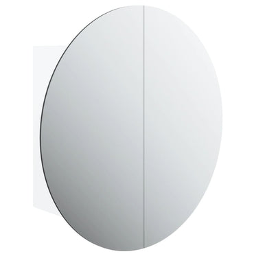 vidaXL Badezimmerschrank mit Rundem Spiegel & LED Weiß 47x47x17,5 cm