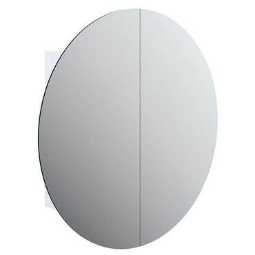 vidaXL Badezimmerschrank mit Rundem Spiegel & LED Weiß 54x54x17,5 cm