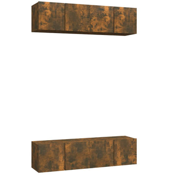 vidaXL Meubles TV muraux 4 pcs Chêne fumé 60x30x30 cm Bois d'ingénierie