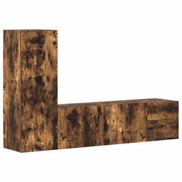 vidaXL Meuble TV 3 pcs Chêne fumé Bois d'ingénierie