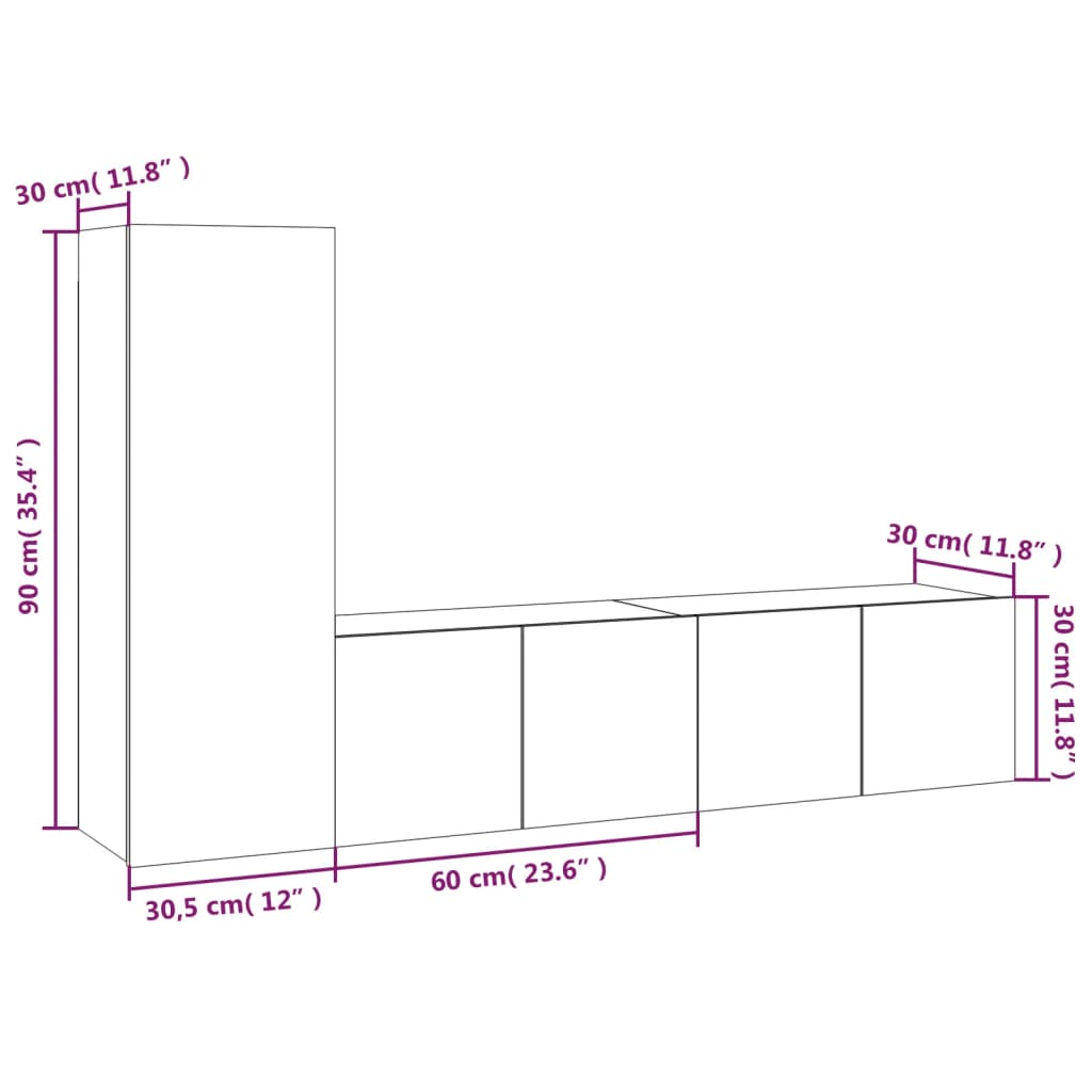 vidaXL 3-tlg. TV-Schrank-Set Räuchereiche Holzwerkstoff