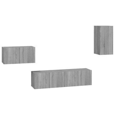 vidaXL Meuble TV, 4 pcs, Gris sonoma, Bois d'ingénierie