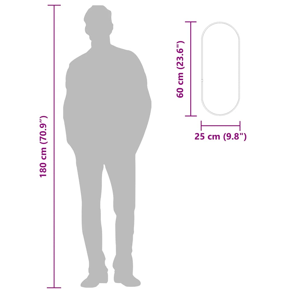 Wandspiegel Schwarz 60x25 cm Oval