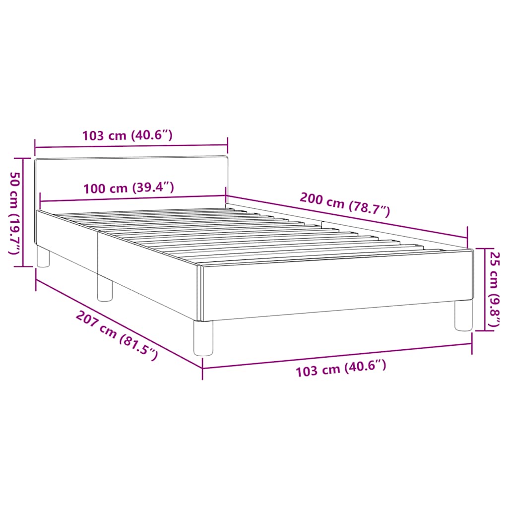 vidaXL Cadre de lit sans matelas Taupe 100x200 cm Tissu