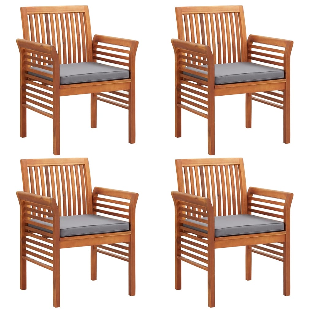 vidaXL Chaises de salle à manger de jardin avec coussins 4 pcs Bois d'acacia massif