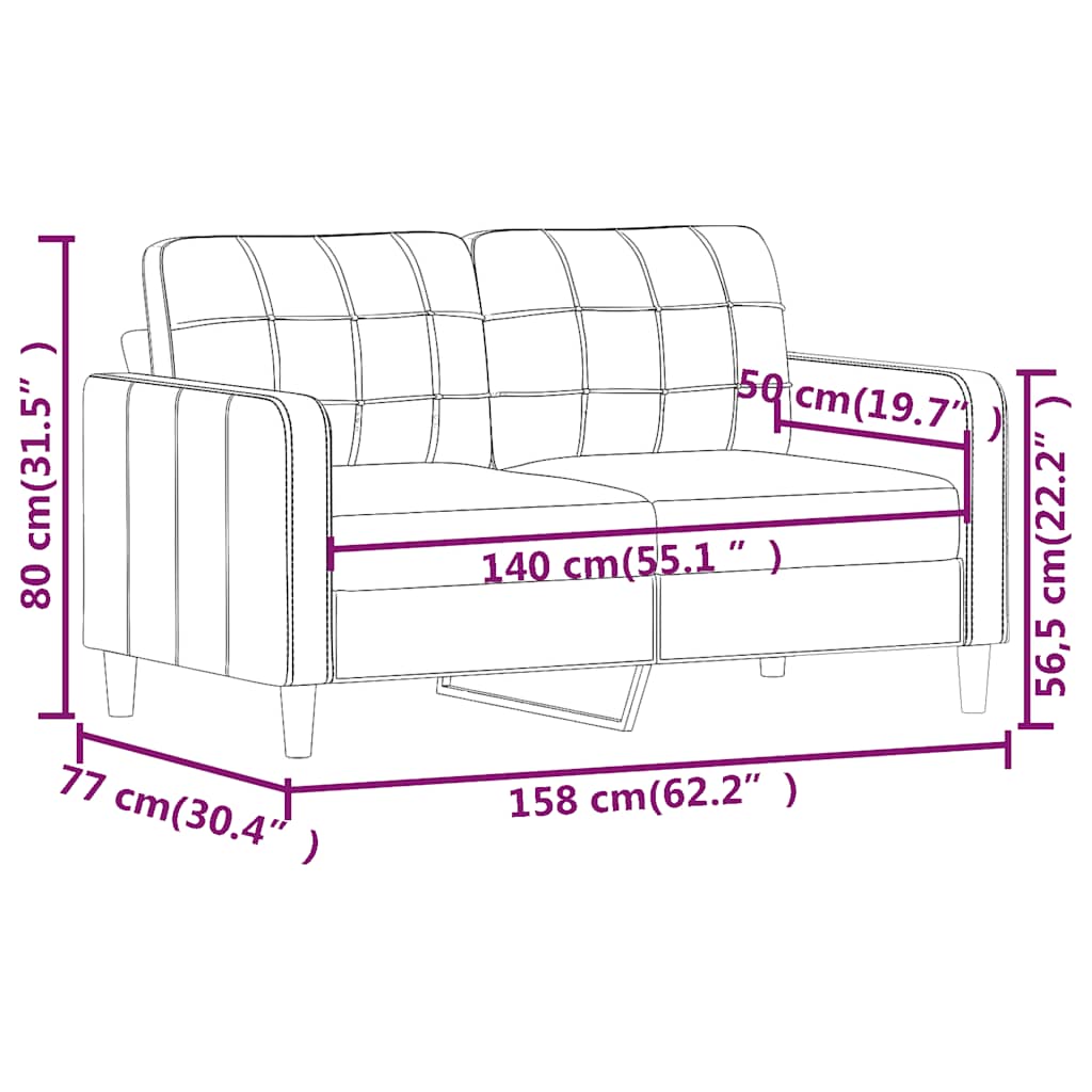 vidaXL 2-Sitzer-Sofa Schwarz 140 cm Kunstleder