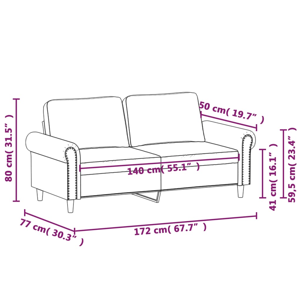 vidaXL 2-Sitzer-Sofa Hellgrau 140 cm Samt