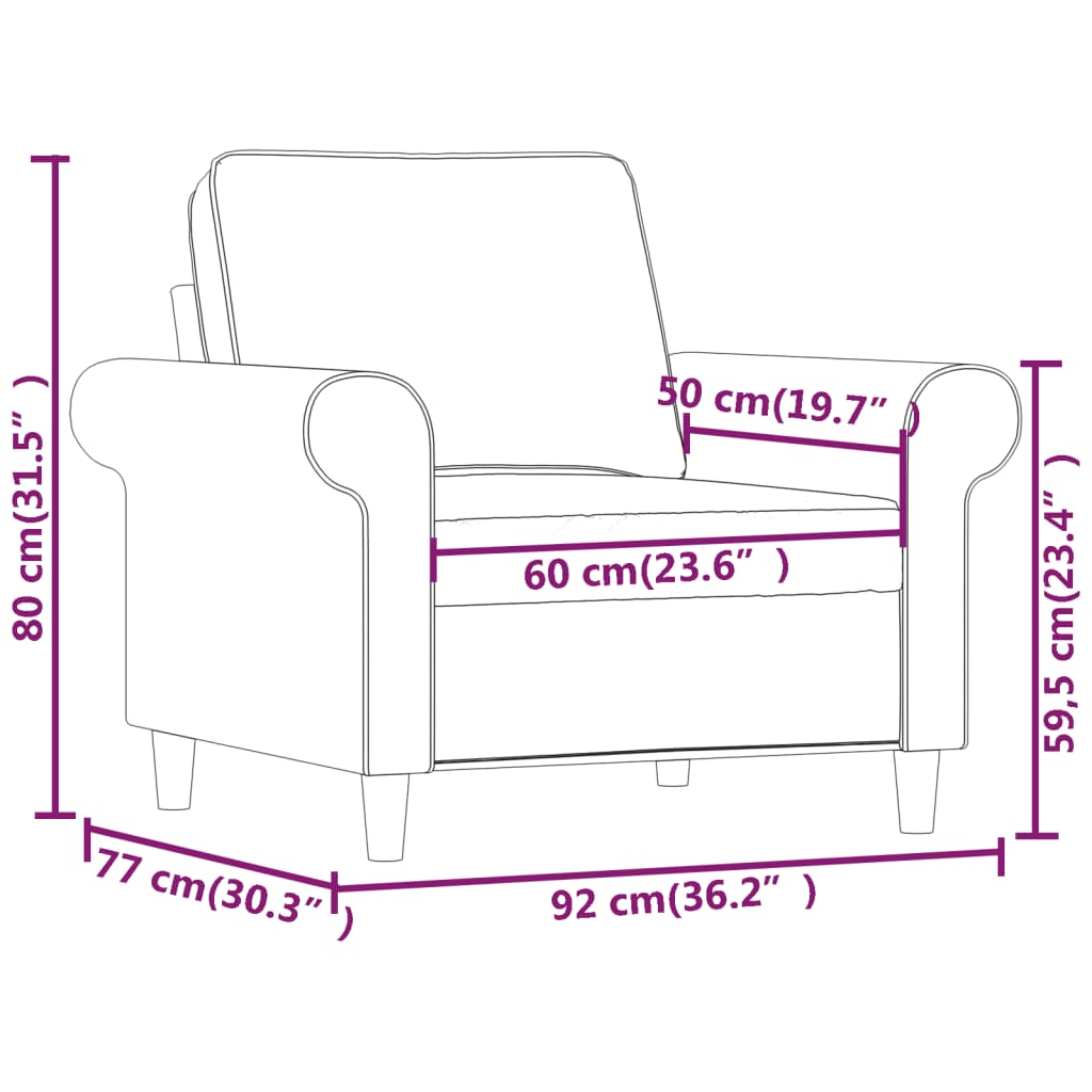 vidaXL Sessel Hellgrau 60 cm Stoff