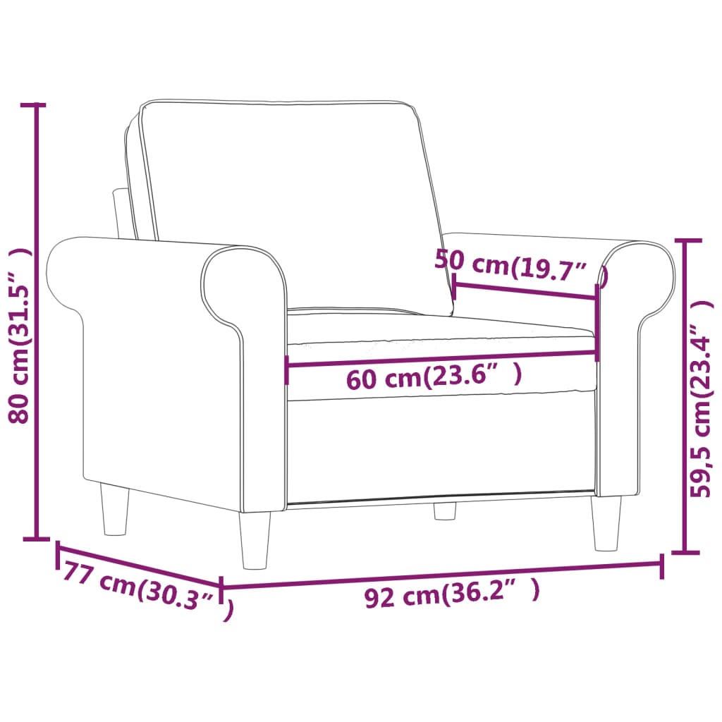vidaXL Sofasessel Dunkelgrau 60 cm Stoff
