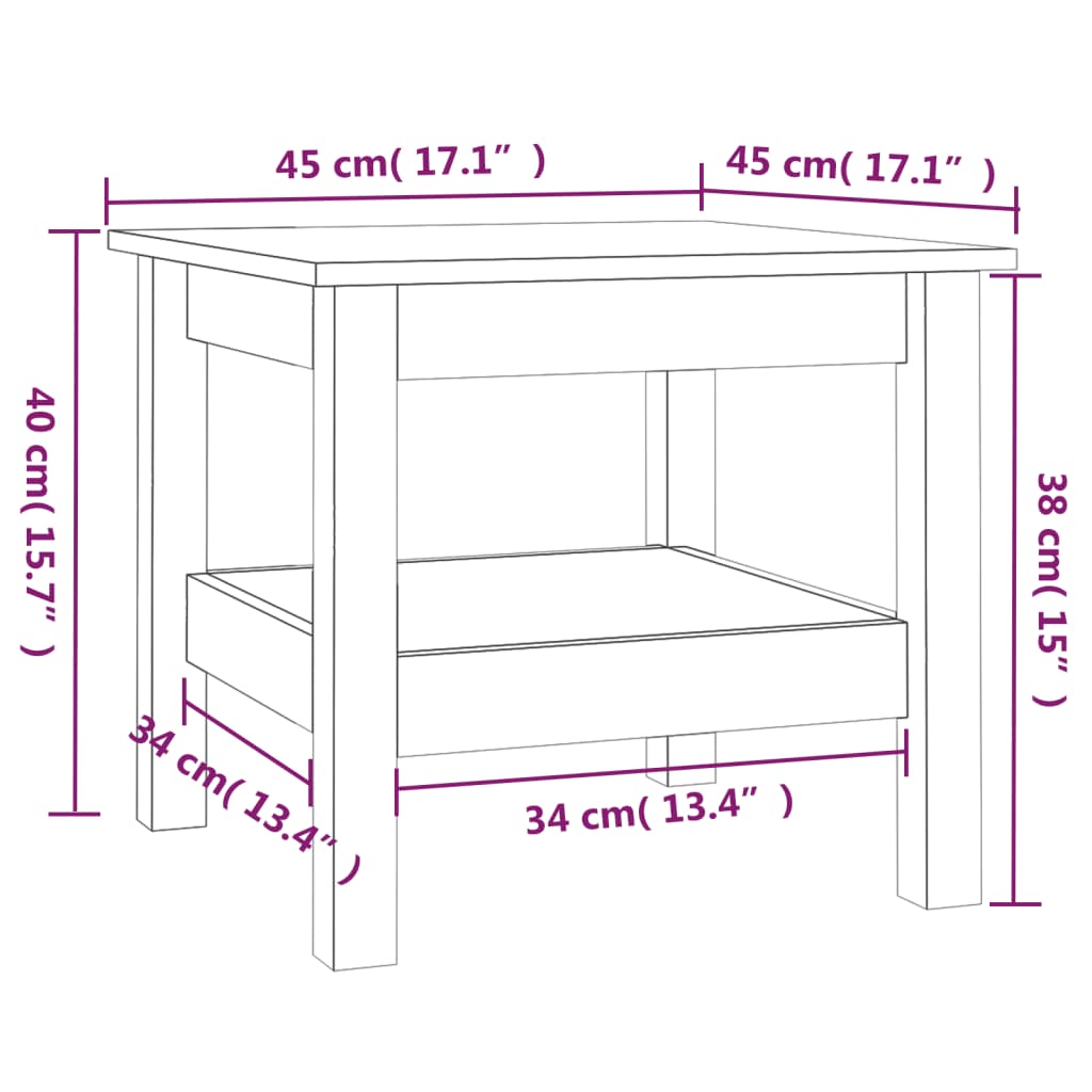 vidaXL Couchtisch 45 x 45 x 40 cm Massivholz Kiefer