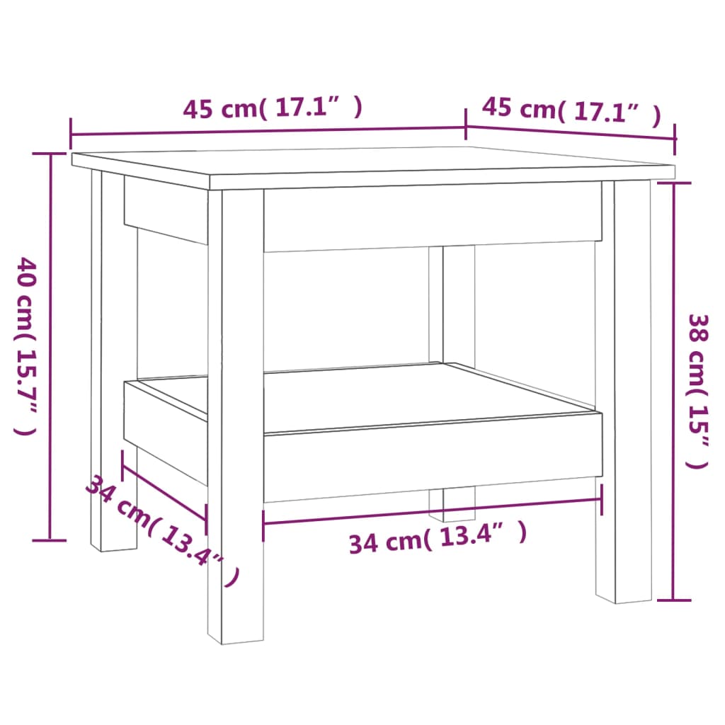 vidaXL Couchtisch Weiß 45 x 45 x 40 cm Massivholz Kiefer