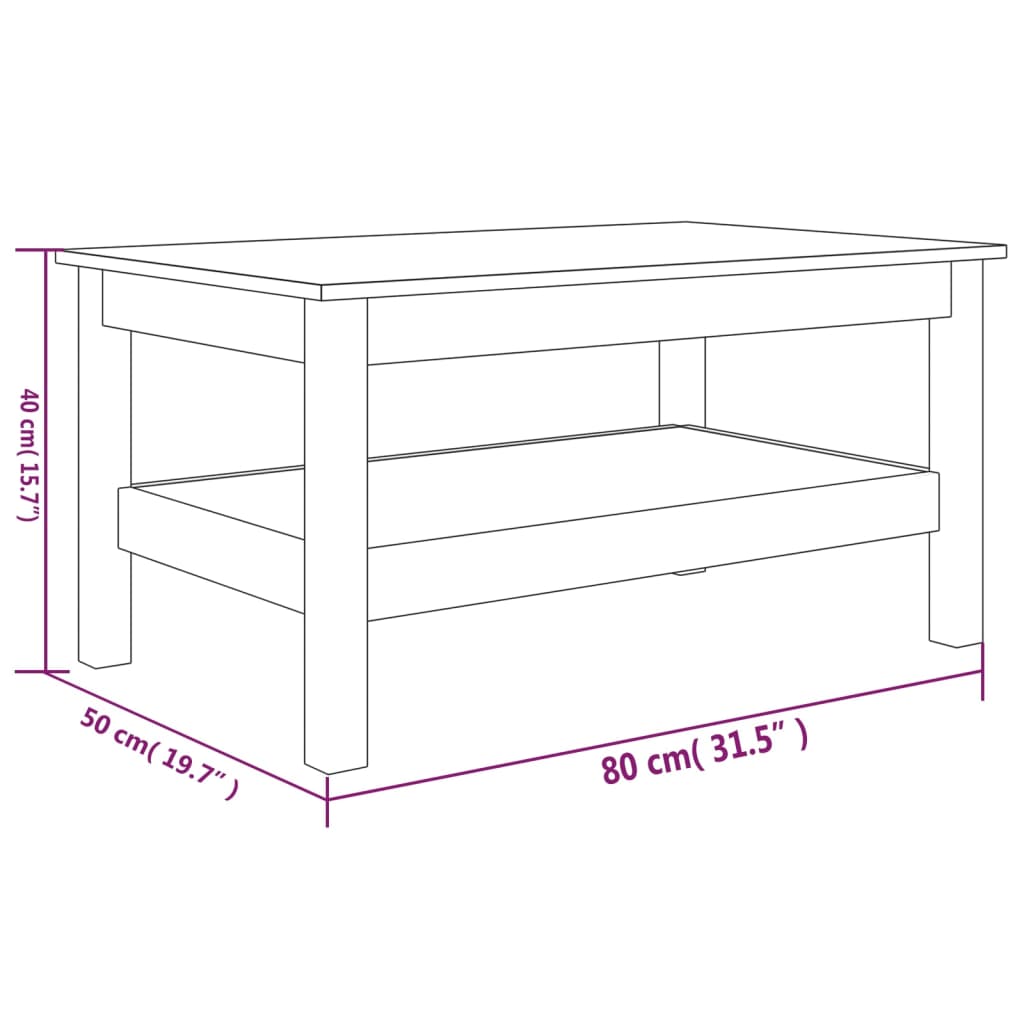 vidaXL Couchtisch Weiß 80x50x40 cm Massivholz Kiefer