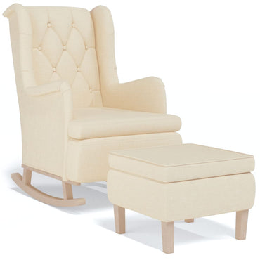 vidaXL Schaukelsessel mit Hocker Creme Stoff