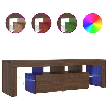 Meuble TV vidaXL avec lumières LED marron aspect chêne 140x36,5x40 cm