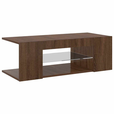 vidaXL Meuble TV avec lumières LED marron aspect chêne 90x39x30 cm