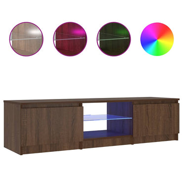 Meuble TV vidaXL avec lumières LED marron aspect chêne 140x40x36 cm